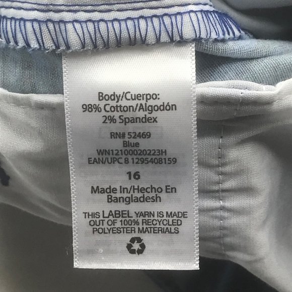 Wonder Nation Boy's Size 16 Adjustable Waist Flat Front Short Blue Palm Leaf New - Picture 6 of 13